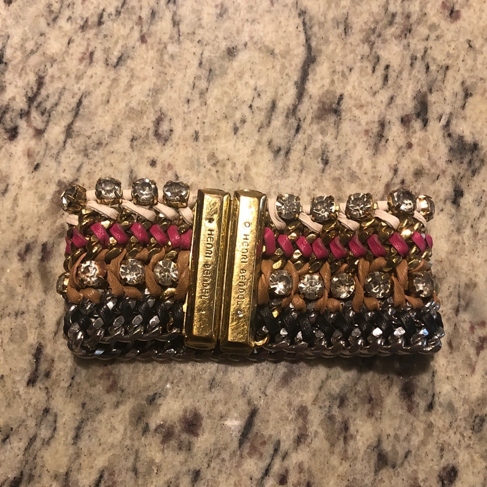 Henri Bendel Gold and Pink Multi-Chain Bracelet